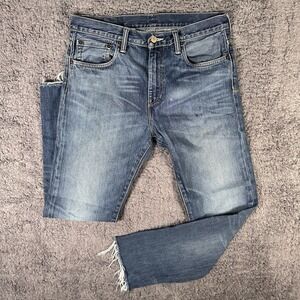 Levis Jeans Mens 32x30* Blue 520 Taper Cotton Blank Tab Raw Hem